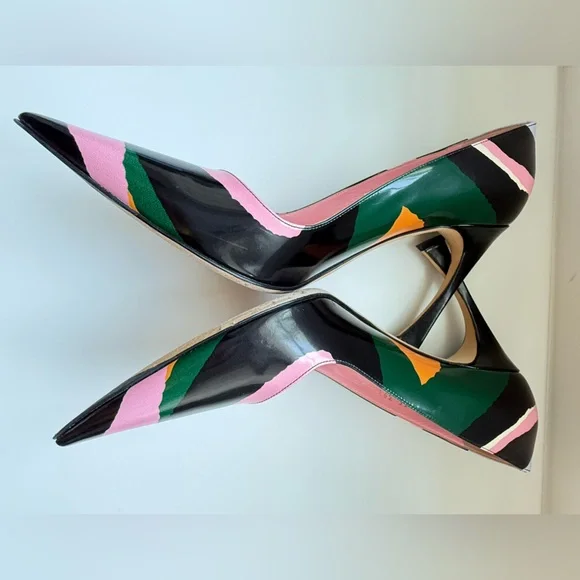 DIOR Christian Dior Pink ,Orange,green Black high Heels SHOES SIZE 39,5 -US 9,5 - Picture 13 of 17